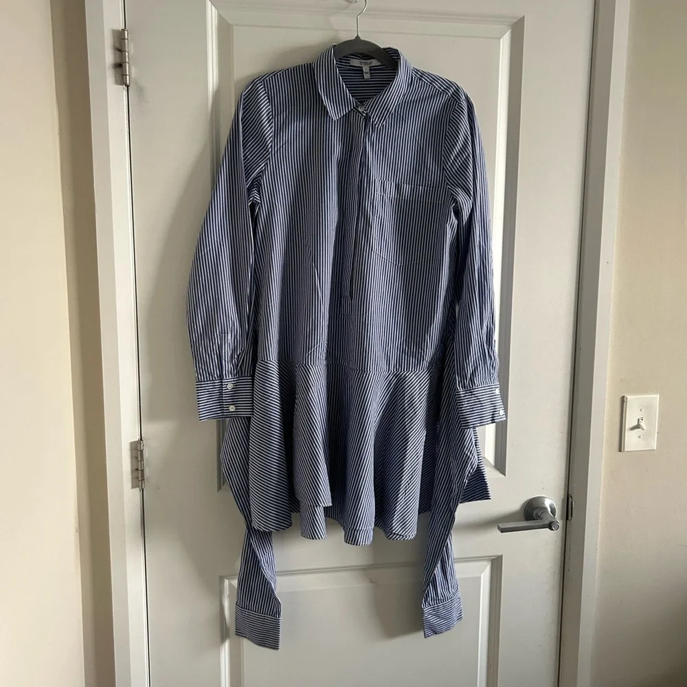 - Derek LAM 10 CROSBY Poplin Shirt Dress Tie Waist 8